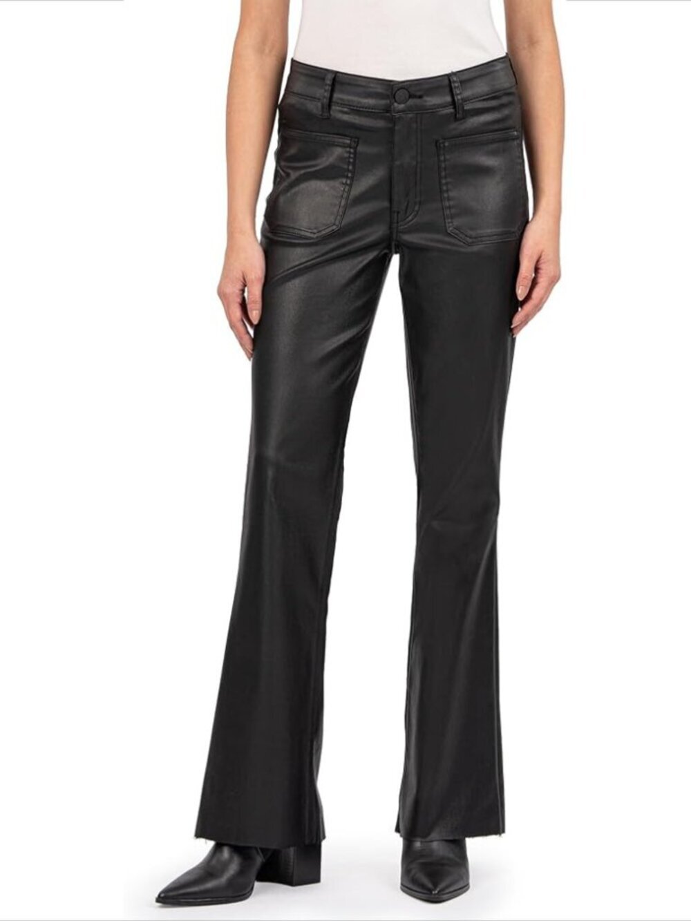 Kut from the Kloth Stella high rise flared pants coated denim jeans black new 18